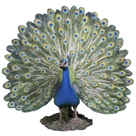 Scale Painted Resin (Majestic Peacock Spreading Its Proud Wings Colorful Plumage Statue Gallery Quality Detailed Sculpture Amazing Likeness Life Size Scale Resin Sculpture Hand Painted Statue Indoor Outdoor)