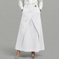 thumbnail image 5 of Bixock Maxi Skirt for Women Formal Dresses Linen Elastic Waist Loose Cut Breathable Light Office Work Casual Matching Summer Women Clothings, 5 of 6