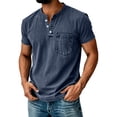 thumbnail image 2 of Inglocry Distressed Henley Shirts for Men Acid Washed Oversized T Shirts Short Sleeve Summer Tops Stylish Vintage Plain Tees Navy 4XL, 2 of 5