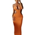 thumbnail image 3 of VISgogo Vestido sin mangas con cuello colgante para mujer, de una sola pieza con abertura larga sin espalda de color sólido, vestido de fiesta de cóctel ajustado VISgogo  moda, 3 of 5