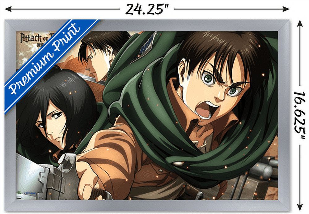 Attack on Titan: Season 2 - Intense Wall Poster, 14.725" x 22.375", Framed