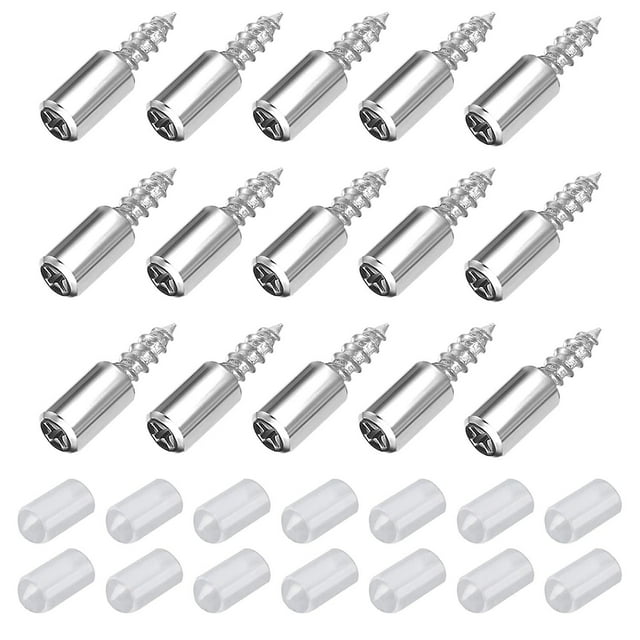 60pcs Stainless Steel Embedded Self-Tapping Screws with Non-Slip Rubber Coating for Furniture, Cabinets, Bookcases