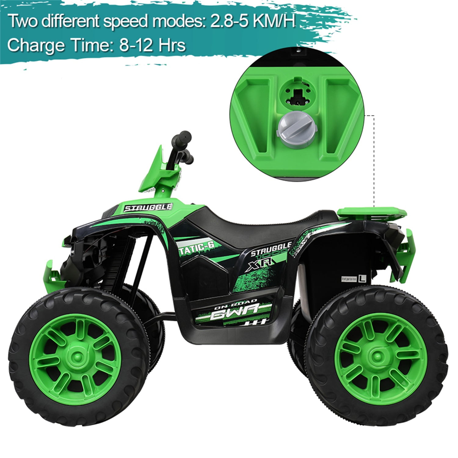 CIPACHO 12V ALL Terrain Vehicle Dual Drive Battery Kids Ride On Cars without Remote Control with Slow Start, Green CIPACHO 12V ALL Terrain Vehicle Dual Drive Battery Kids Ride On Cars without Remote Control with Slow Start, Green