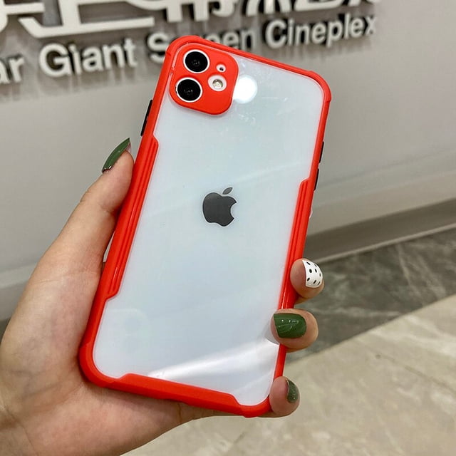 Funda de teléfono transparente con marco a prueba de golpes para iPhone, carcasa protectora de lujo para iPhone 11, 12 Pro Max, Mini, XR, X, XS, 7, 8 Plus, SE 2 Fivean unisex