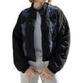 thumbnail image 3 of Female Floral Embroidered Cropped Quilted Jacket Winter Warm Button Down Puffer Jacket Coat with Pockets, 3 of 7