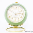 thumbnail image 1 of 3.5Inch Metal Alarm Clock Round Desktop Quartz Clock Bedside Decoration Gray green, 1 of 8