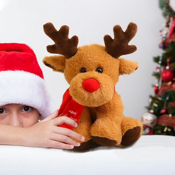 WKSCLPAI Christmas plush toy,colorful deer decoration,soft stuffed reindeer,Soft & Cuddly Christmas Decoration Pillow Ideal Holiday Gift for Kids and Family