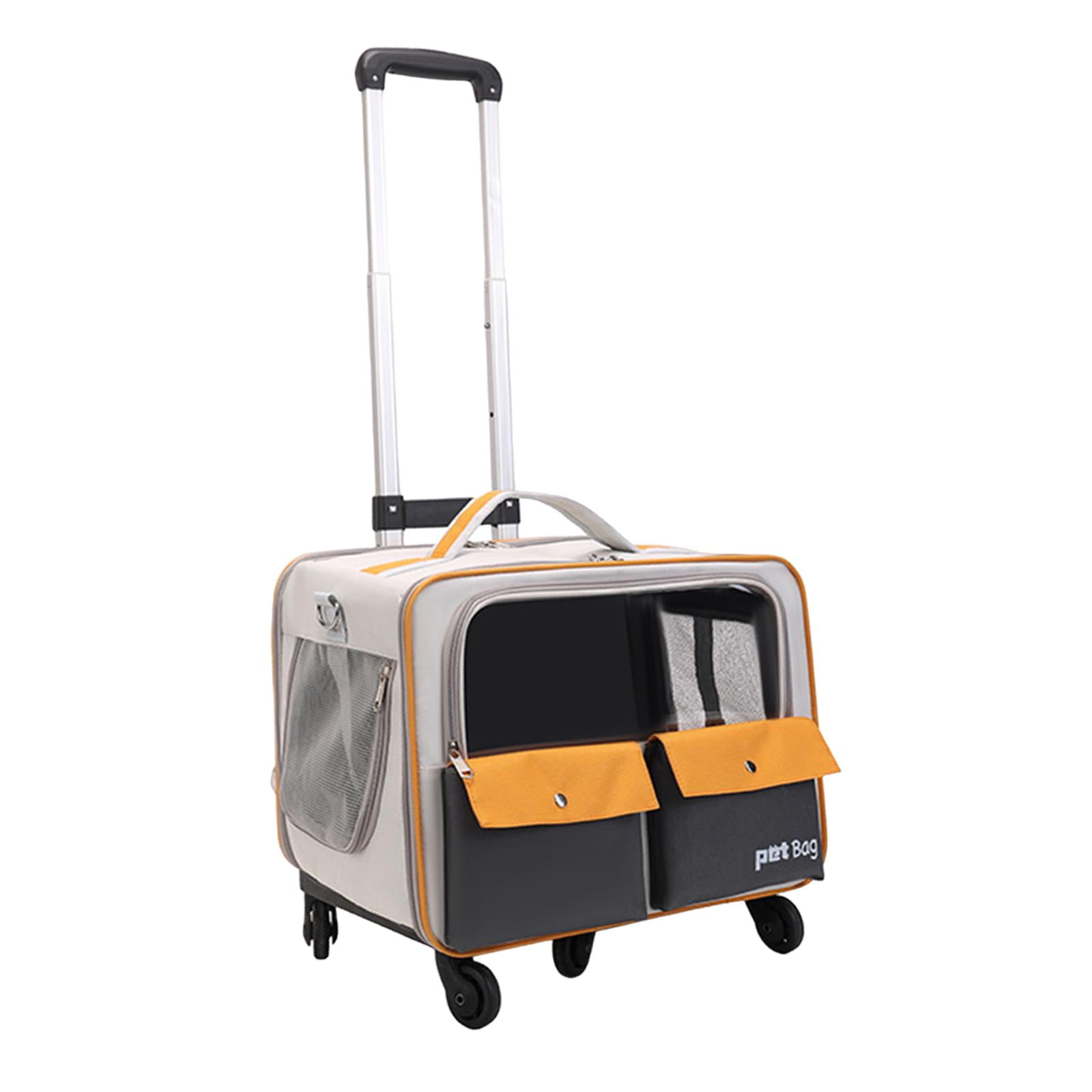 EHJRE Cat Trolley Bag Pet Carrier Portable Smooth Zipper Transparent Window Dog Backpack, Pet Travel Bag for Cats Puppy Kitten Dogs Yellow