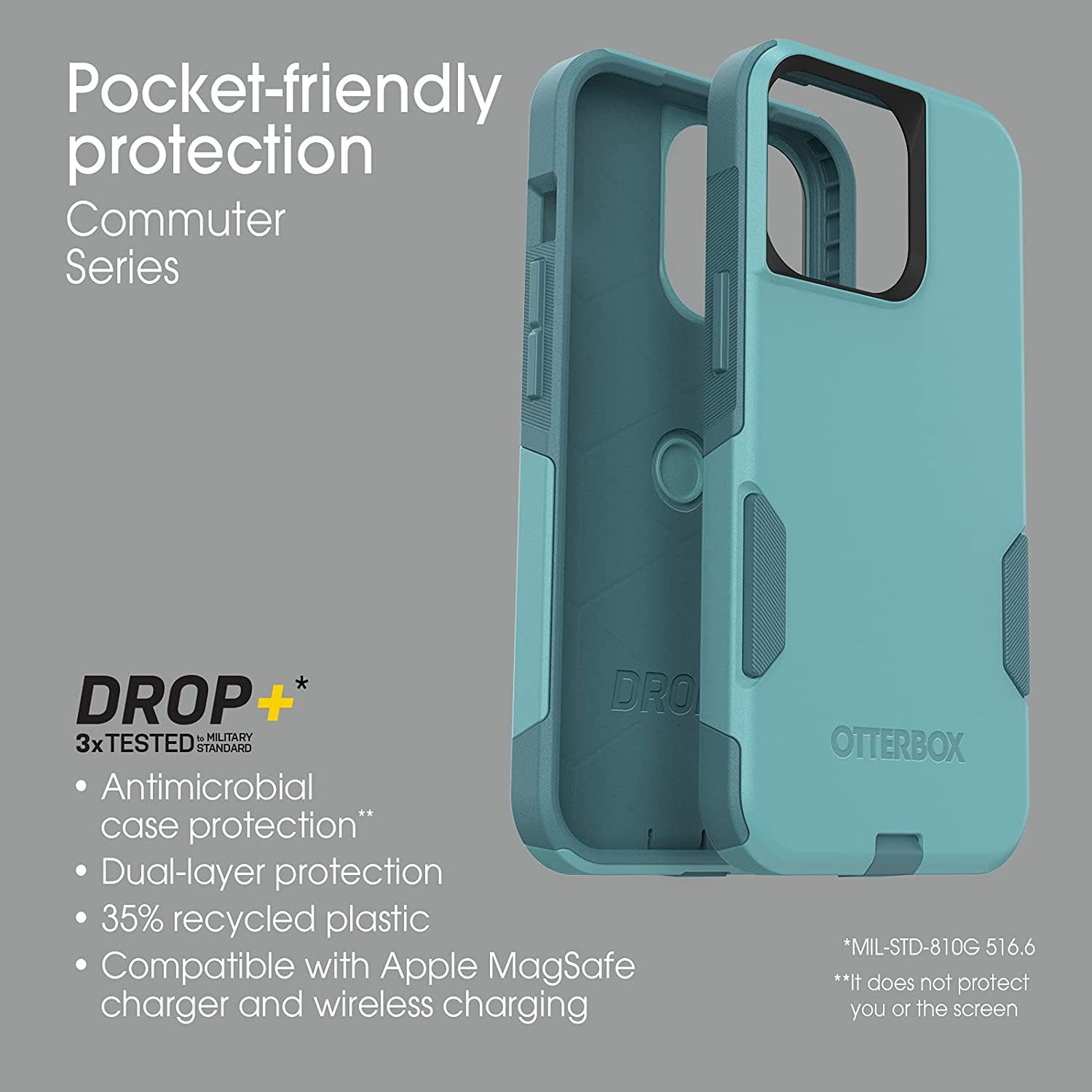 OtterBox COMMUTER SERIES Case for Apple iPhone 13 Pro - Riveting Way (Teal)