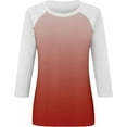 thumbnail image 5 of ATOYSOY Women's Fashion Clothes Gradient Pullovers Casual 3/4 Sleeve Tops Cute Going Out Business Tees Slim Raglan Shirts Clearance Round Neck Blouses Summer Holiday Red L, 5 of 5