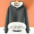 thumbnail image 2 of Women's Sherpa Lined Hoodie Autumn Winter Pullover Hoodies Solid Color Velvet Hoodie Lady,Thicken Wool Lined Hoodies,Pullover Hooded Sweatshirt, 2 of 4
