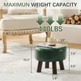thumbnail image 3 of 13in Small Foot Stool Ottoman, Round Faux Leather Foot Rest for Couch, Under Desk Pouf Footstool Footrest with Non-Skid Rubber Legs for Ling Room, Bedroom, 13''L x 13''W x 10.2''H, Green, 3 of 18
