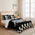 thumbnail image 5 of King Quilt Set 96''x106'', Chef Gnomes Lightweight Summer Bedspread Coverlet Set with 2 Pillow Shams, Black White Plaid Dessert Maker Cake Breathable All Season Quilt Bedding for Bedroom/Guest Room, 5 of 9