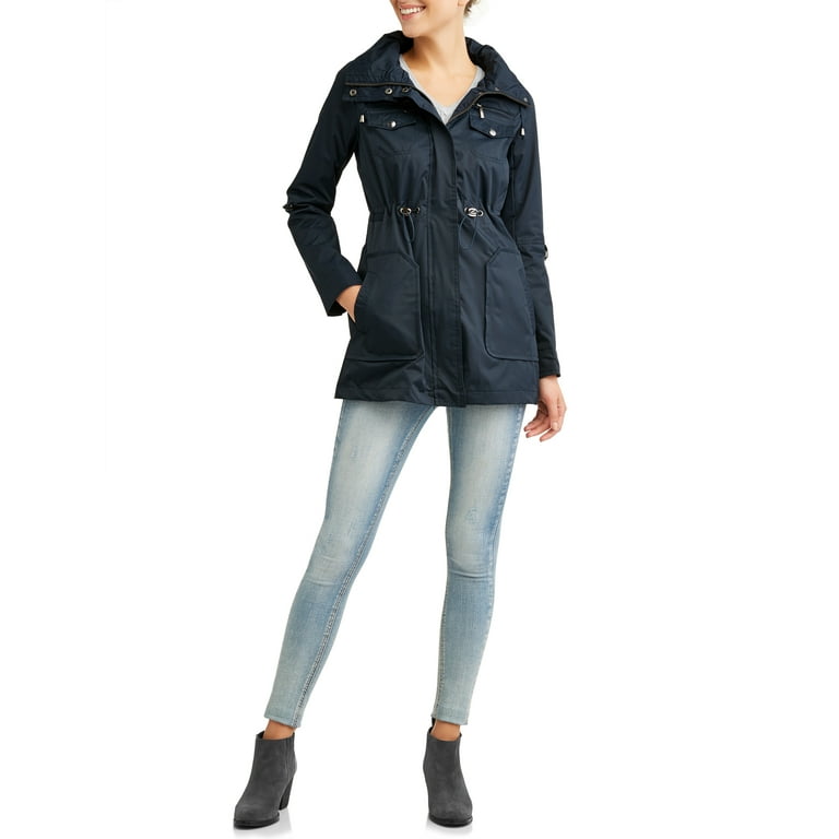 Yoki Women's Anorak Water Resistant Trench Jacket With Cinch Waist