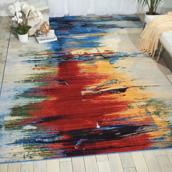 Nourison Chroma Colorful Abstract Crimson Tide 8'6" x 11'6" Area Rug, (9x12)