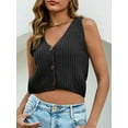 thumbnail image 2 of YATELLE Womens Cropped Sweater Vest V Neck Button Down Y2k Crop Knit Summer Trendy Sleeveless Chunky Tank Tops, 2 of 5
