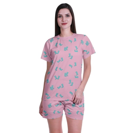 

Moomaya Printed Tees Shorts Pajamas Set For Women Sleepwear Pjs For Girls