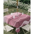 thumbnail image 3 of Square Outdoor Tablecloth with Umbrella Hole Pink Ombre Outside Table Cloth Waterproof Patio Table Cover Abstract Art Moire Ocean Waves Zipper Tablecloths for Picnic Party Camping 60x60 Inch, 3 of 8