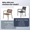 thumbnail image 3 of Pellebant 2 Pack Aluminum Dining Chairs Outdoor Armchair Set in Black, 3 of 7