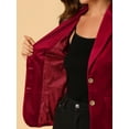 thumbnail image 6 of Unique Bargains Women's Notched Lapel Button Front Office Velvet Blazer Jacket XL Burgundy, 6 of 7