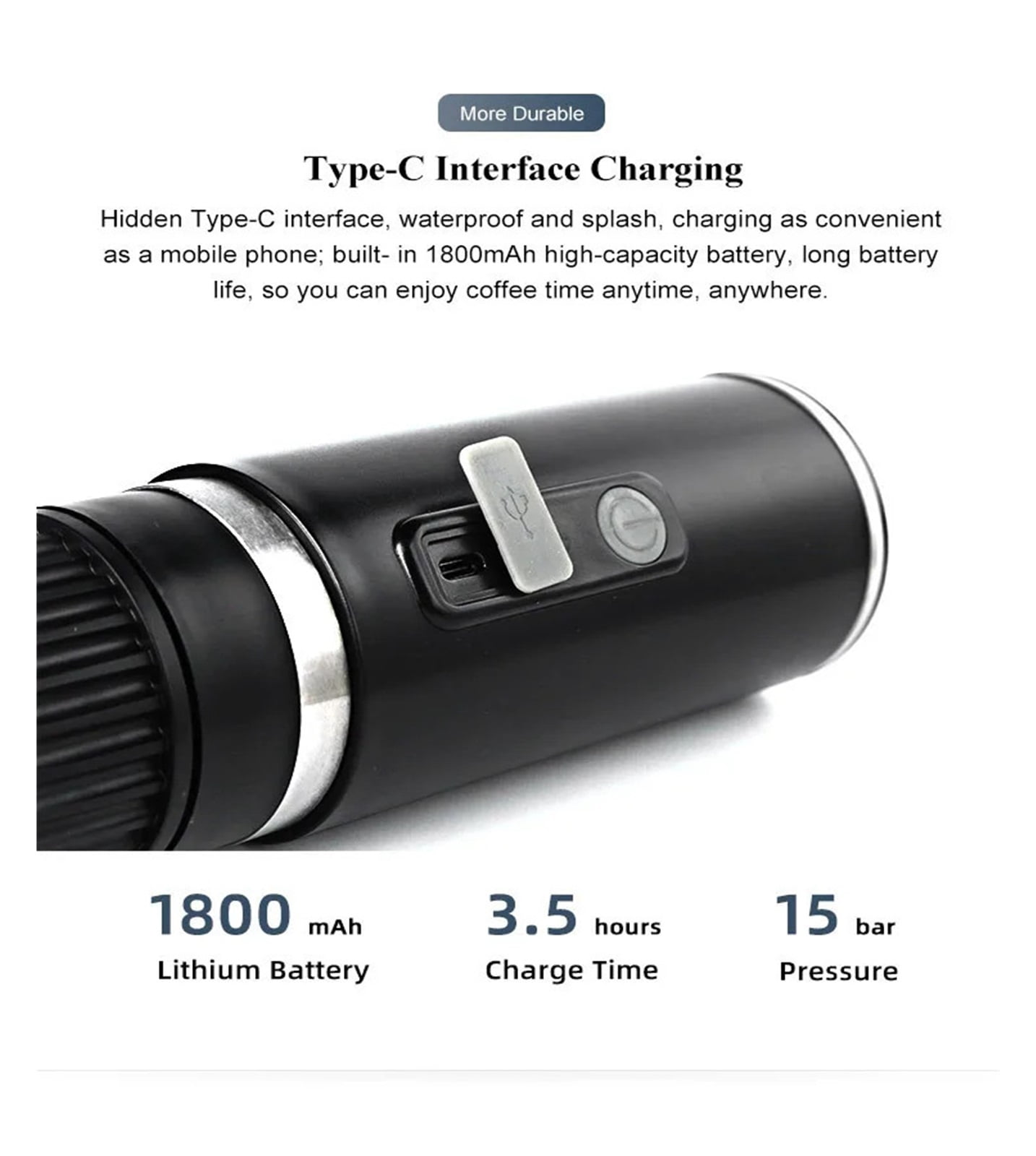 Portable Electric Mini Coffee Machine, Recharable Coffee Maker for Car Travel, Outdoor Small Automatic Espresso Machine 110ml ,Portable