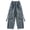 Blue, variant on Kids Wide-Leg Jeans with Multi Pockets Toddler Cargo Denim Jeans Girl Daily Wear Baggy Boyfriend Preppy Jean Streetwear Teen Girls Cool Trendy Y2k Grunge Solid Color Pants Girl's Clothes
