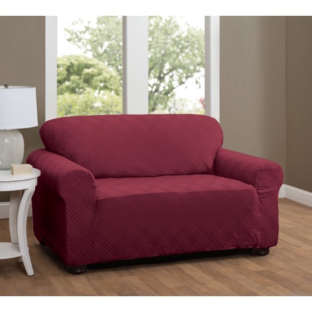 Stretch Sensations 1Piece Stretch Double Diamond Sofa Slipcover, Brick