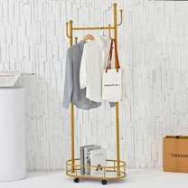 23.6inch Metal Clothing Rack Heavy Duty With Wheels, Coat Rack Stand Floor Stand Gold, Clothing Racks For Hanging Clothes, Clothes Display Stand Hanger Rack