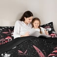 thumbnail image 5 of jejeloiu Pink Mushroom Queen Comforter Set,Gothic Skull Moth Bedding Comforter Set For Girls Kids Reversible 3 Pieces, 5 of 8