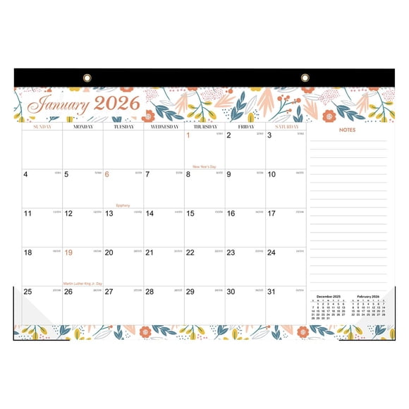 Eky Calendrier de Bureau 2026-2027, Calendrier de 18 Mois de Jan 2026 à Juillet 2026, Grand Calendrier Mensuel 17 Pouces x 12 Pouces pour Bureau à Domicile, avec Grands Blocs Lignés pour Planification, Bloc de Bureau