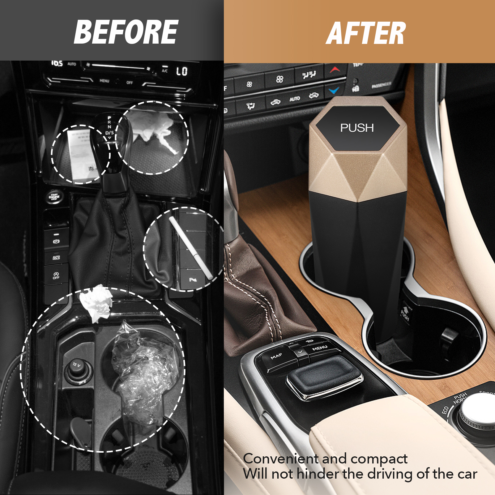 Buy OUDEW Car Trash Can with Lid New Car Dustbin Diamond Design