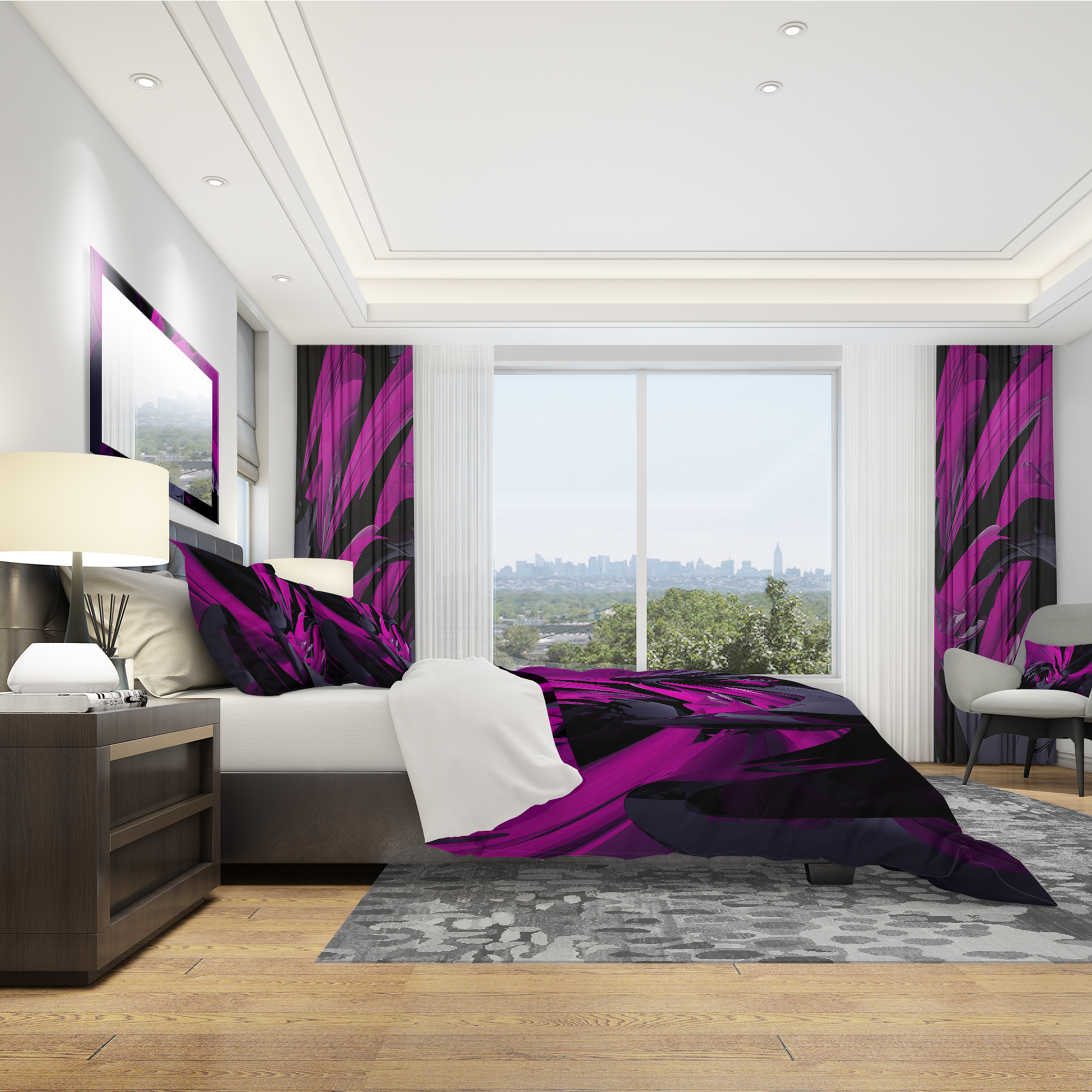 Designart 'Magenta and Grey Mixer' Modern & Contemporary Duvet Cover Set