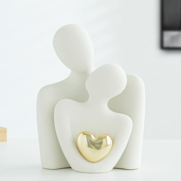 Ceramic Couple Statue - Modern Shelf Decor Knick Knacks for Shelves, Valentine's Day Wedding Gifts, Home Decor for Living Room, Bedroom, Bookshelf & TV Stand