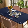 thumbnail image 3 of Navy Blue Modern Table Cloths for 4 Foot Rectangle Tables, Farmhouse Rabbit Abstract Art Patio Waterproof Elastic Fitted Tablecloths, Washable Rectangular Table Cover for Camping, 3 of 8