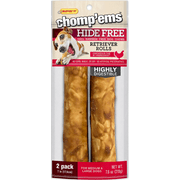 Chomp 'ems Chicken Hide Free Dog Chews - Rawhide Free Dog Treats - No Hide Alternative Chew Treat for All Life Stages, Roll, 4", 2 Count