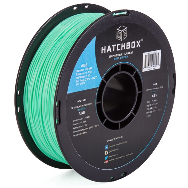 HATCHBOX ABS 1.75 mm 3D Printer Filament in Mint Green, 1kg Spool