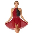 thumbnail image 3 of inhzoy Womens Halter Neck Dance Dress Rhinestone Ballerina Costumes Sleeveless Cutout Back Leotard Dress Burgundy S, 3 of 8
