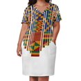 thumbnail image 2 of Kente design Vestido de verano suelto con bolsillos estampado africano ropa africana, 2 of 6