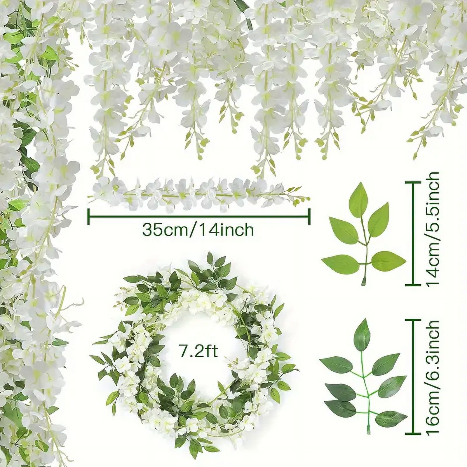 5 Pcs Wisteria Artificial Flowers Garland, Silk Fake Wisteria Vine Kit, Hanging Flower For House Outdoor Garden Ceremony Outside Wedding Arch Floral Decor, Xmas Decor