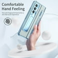 thumbnail image 7 of ELEHOLD for Samsung Galaxy Z Fold 4 Leveling Hinge Folding Case, HD Transparent Plating Frame Wireless Charging Hidden Kickstand 360° Full Protection Anti-Drop Shockproof Case for ZFold 4 7.6",Blue, 7 of 7