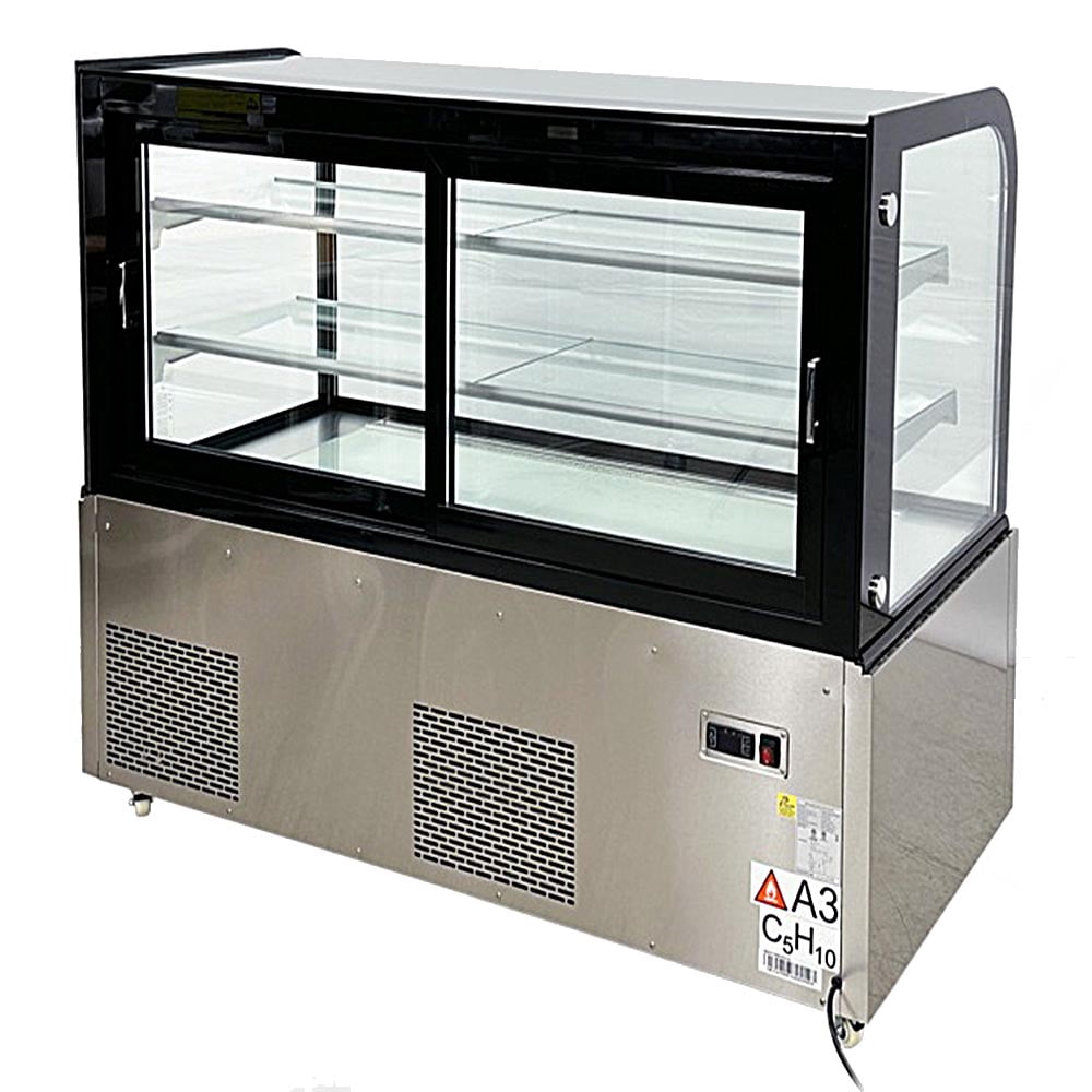 60" Commercial Refrigerated Bakery Display Case, Curved Glass Cake Showcase Refrigerator, LED Lighting, ETL