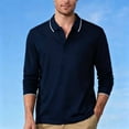 thumbnail image 2 of ZCFZJW Men's Athletic T-Shirt Long Sleeve Golf Shirts Lightweight Casual Fall Spring Quick Dry 3-Button Long Sleeve Work Fishing Tees Tops Navy XXL, 2 of 7