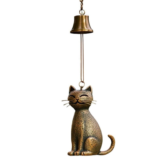 Copper and Pla Cat Shaped Wind Chime with Lifelike Design for Home Decoration and Courtyard Use