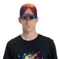 thumbnail image 4 of Balery Neon Sunset Cyberpunk Cityscape Gorra de béisbol de tamaño ajustable para correr, entrenar y actividades al aire libre. Gorra de papá para todas las estaciones., 4 of 6