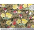 thumbnail image 2 of Soimoi Brown Cotton Duck Fabric Leaves & Floral Watercolor Printed Fabric 1 Yard 42 Inch Wide, 2 of 3