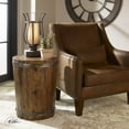 thumbnail image 5 of Uttermost Ceylon 19" Round Wood and Metal Wine Barrel Accent End Table in Walnut, 5 of 9