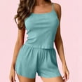 thumbnail image 4 of IMENGL Women's Pajamas Set Loungewear Solid Color Home Rib Strip Home Charming Sleepwear Onesises Pajama Sets for Women,Blue, 4 of 5
