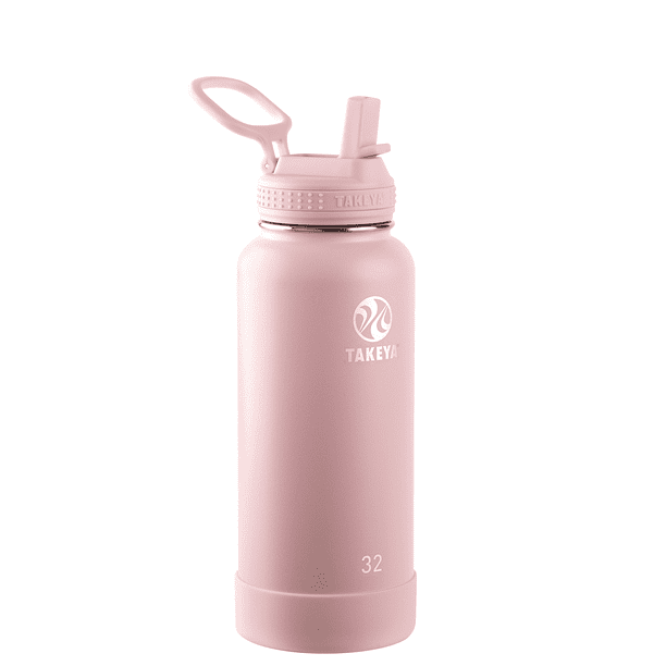 Takeya Actives w/Straw Lid Stainless Steel Water Bottle, 32oz Blush
