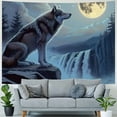 thumbnail image 4 of Orinice Wolf Moon Waterfall Tapestry Wall Hanging Unique Style for Home Wall Decor Art in Living Room Bedroom Dorm 60x50inch, 4 of 6