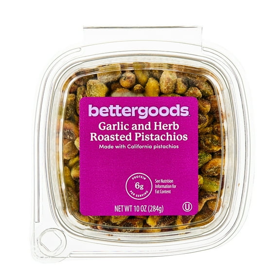 bettergoods Roasted Garlic and Herb Pistachios, 10 oz, Tub